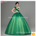 2017 New Design One Shoulder Green floral prom maxi vestido de casamento casado longo